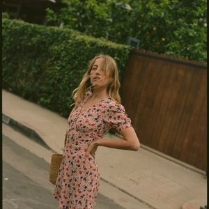 Rouje Ondine Red Floral mini dress NWT 34